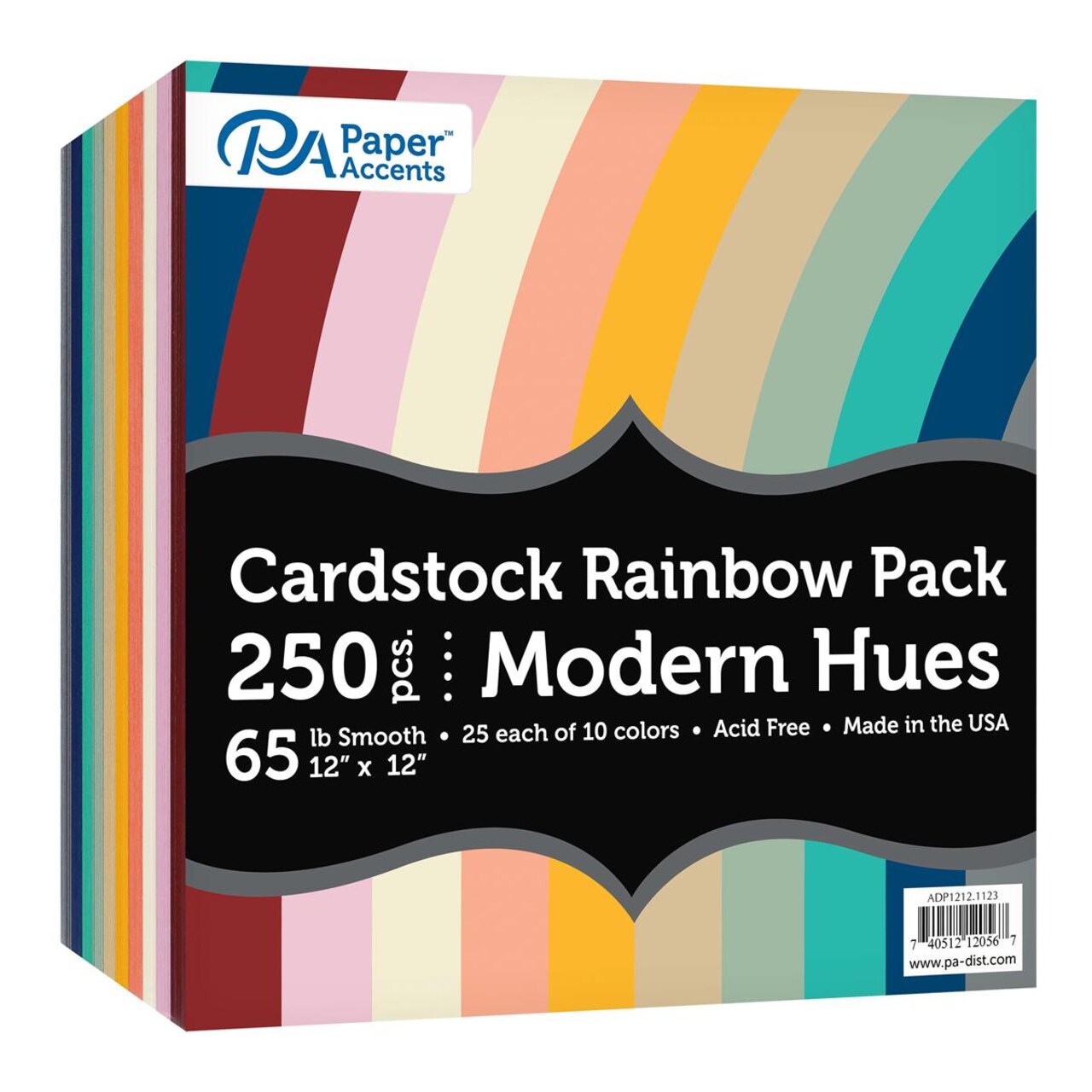 Accent Design Paper Accents Variety Pack, 12x12, 250pc, 65lb Rainbow Cardstock, Modern Hues - Card Stock, Colored Paper, Cardstock Paper for Scrapbooking & Crafts